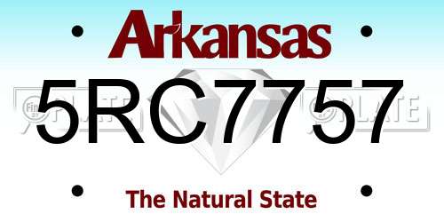 5RC7757 Arkansas License Plate