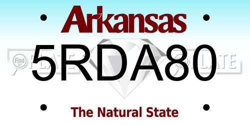 5RDA80 Arkansas License Plate