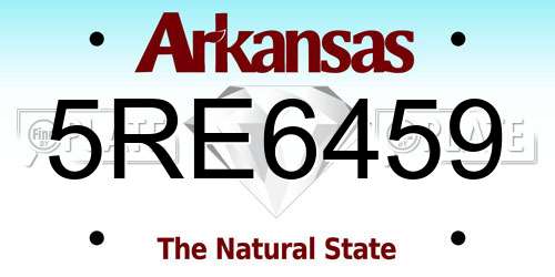 5RE6459 Arkansas License Plate