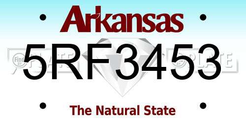 5RF3453 Arkansas License Plate