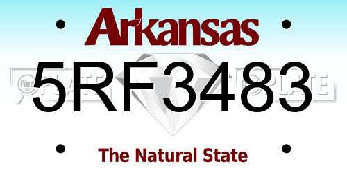 5RF3483 Arkansas License Plate