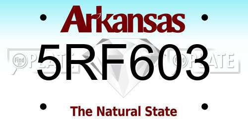 5RF603 Arkansas License Plate