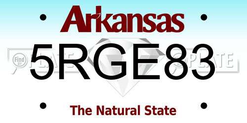 5RGE83 Arkansas License Plate