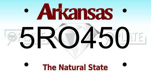 5RO450 Arkansas License Plate