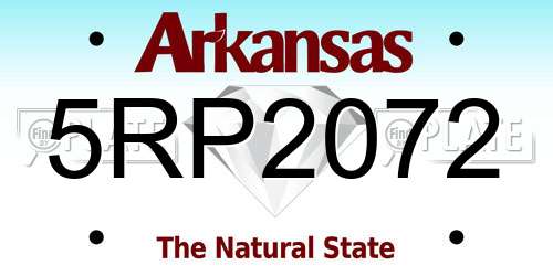 5RP2072 Arkansas License Plate