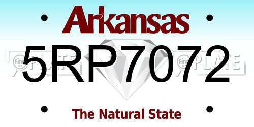 5RP7072 Arkansas License Plate