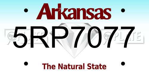 5RP7077 Arkansas License Plate