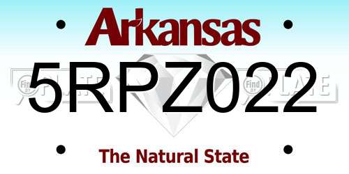 5RPZ022 Arkansas License Plate
