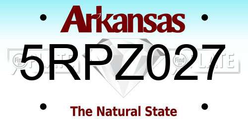 5RPZ027 Arkansas License Plate