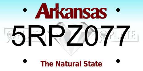 5RPZ077 Arkansas License Plate