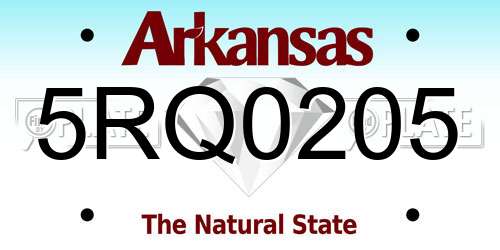 5RQ0205 Arkansas License Plate
