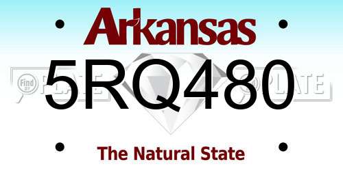5RQ480 Arkansas License Plate