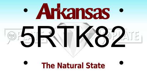 5RTK82 Arkansas License Plate