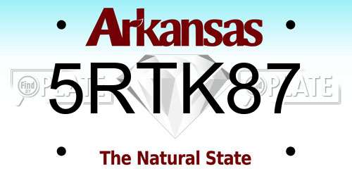 5RTK87 Arkansas License Plate