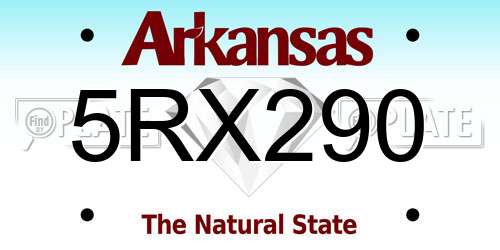 5RX290 Arkansas License Plate