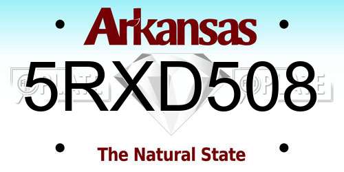 5RXD508 Arkansas License Plate