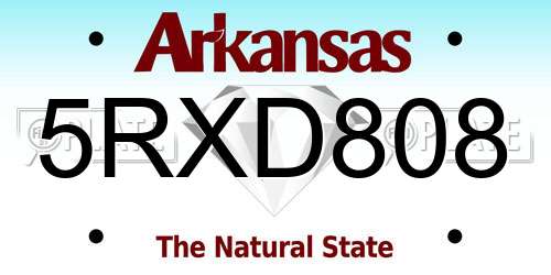 5RXD808 Arkansas License Plate