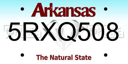 5RXQ508 Arkansas License Plate