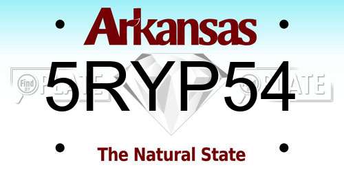 5RYP54 Arkansas License Plate