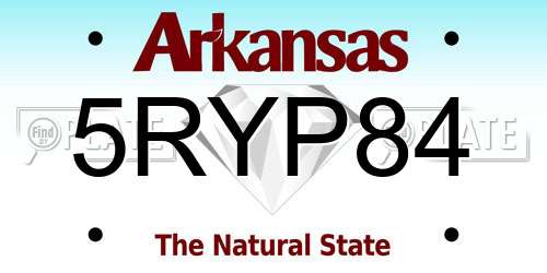 5RYP84 Arkansas License Plate