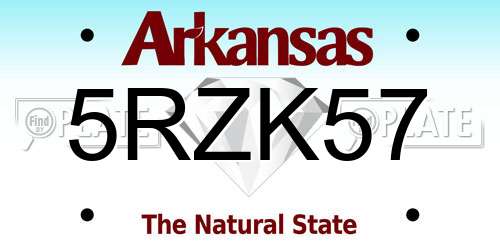 5RZK57 Arkansas License Plate