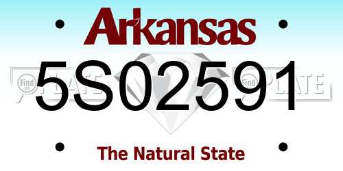 5S02591 Arkansas License Plate