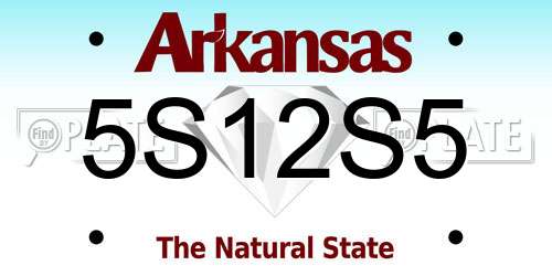 5S12S5 Arkansas License Plate