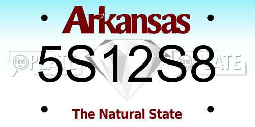5S12S8 Arkansas License Plate