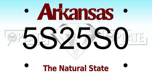 5S25S0 Arkansas License Plate