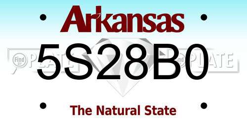 5S28B0 Arkansas License Plate