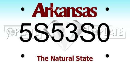 5S53S0 Arkansas License Plate