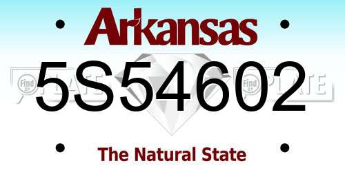 5S54602 Arkansas License Plate