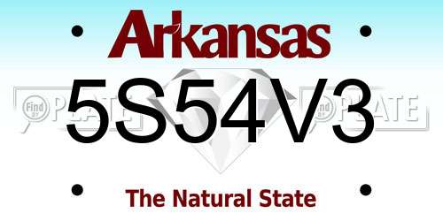 5S54V3 Arkansas License Plate