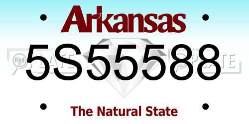 5S55588 Arkansas License Plate