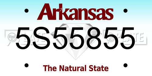 5S55855 Arkansas License Plate