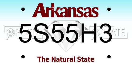 5S55H3 Arkansas License Plate