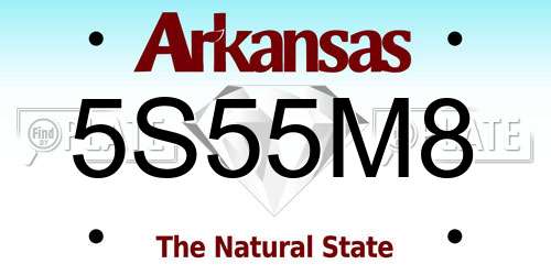 5S55M8 Arkansas License Plate