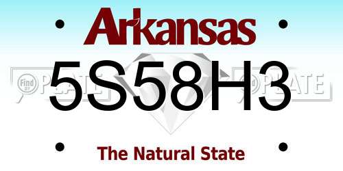 5S58H3 Arkansas License Plate