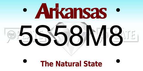 5S58M8 Arkansas License Plate