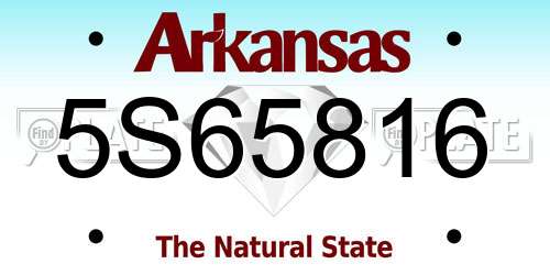 5S65816 Arkansas License Plate