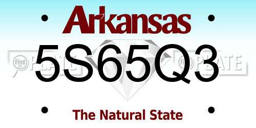 5S65Q3 Arkansas License Plate