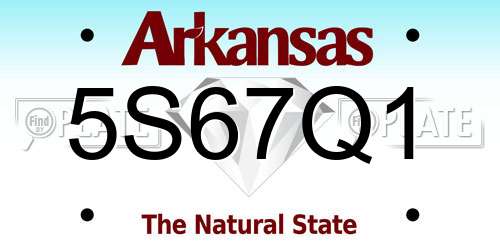 5S67Q1 Arkansas License Plate