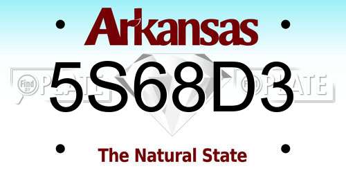 5S68D3 Arkansas License Plate