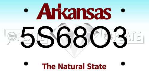 5S68O3 Arkansas License Plate