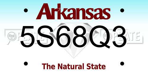 5S68Q3 Arkansas License Plate