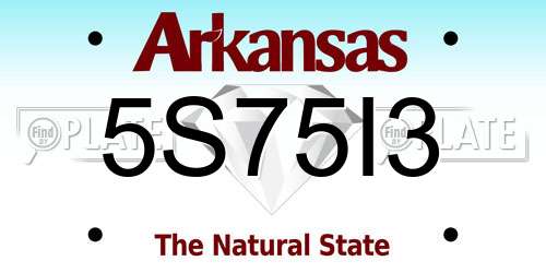 5S75I3 Arkansas License Plate