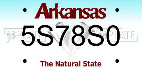 5S78S0 Arkansas License Plate