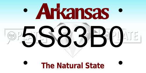 5S83B0 Arkansas License Plate