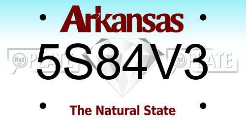 5S84V3 Arkansas License Plate