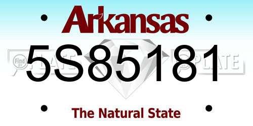 5S85181 Arkansas License Plate